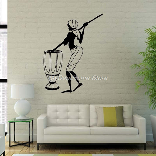 Africa Art Wall Sticker African Woman Making Food Decal Vinyl Decor Home Decoration Room Stickers